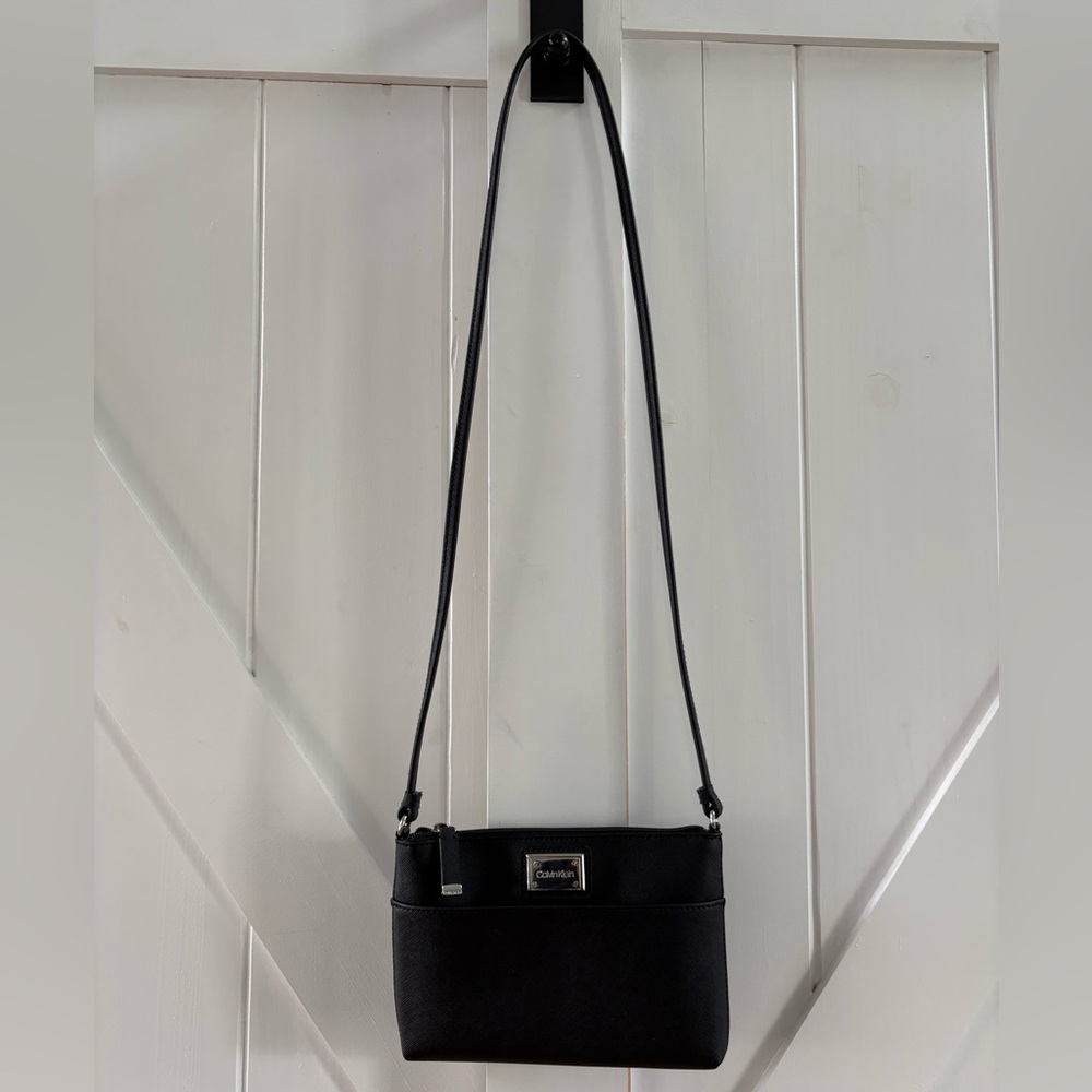 Calvin Klein Black Saffiano Leather Crossbody Bag